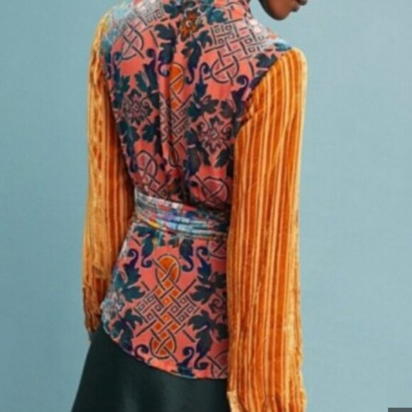Moulinette Soeurs Velvet Wrap Top by Anthropologie – Size Large - Picture 2 of 14